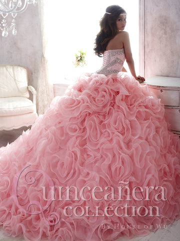 Vestido de quinceanera com folhos e minissaia da House of Wu 26801