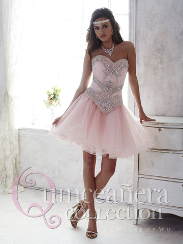 Vestido de quinceanera com folhos e minissaia da House of Wu 26801