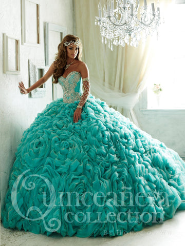 Vestido de festa de quinze anos sem alças com folhos da House of Wu 26800
