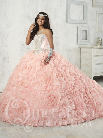 Vestido de festa de quinze anos sem alças com folhos da House of Wu 26800