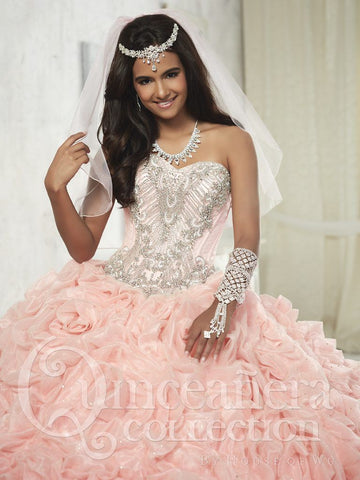 Vestido de festa de quinze anos sem alças com folhos da House of Wu 26800