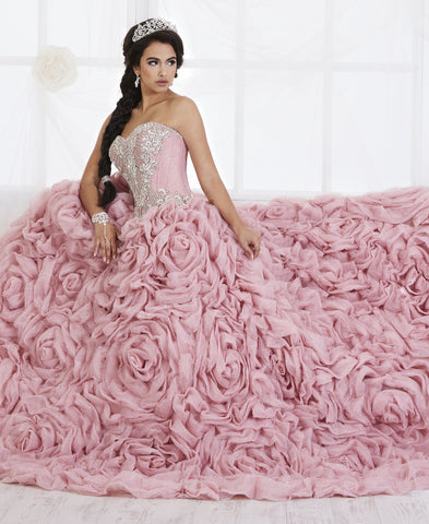 Vestido de festa de quinze anos sem alças com folhos da House of Wu 26800