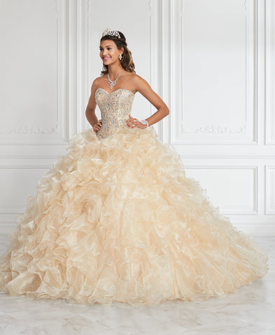 Trägerloses Quinceanera-Kleid mit Rüschen von House of Wu 26833