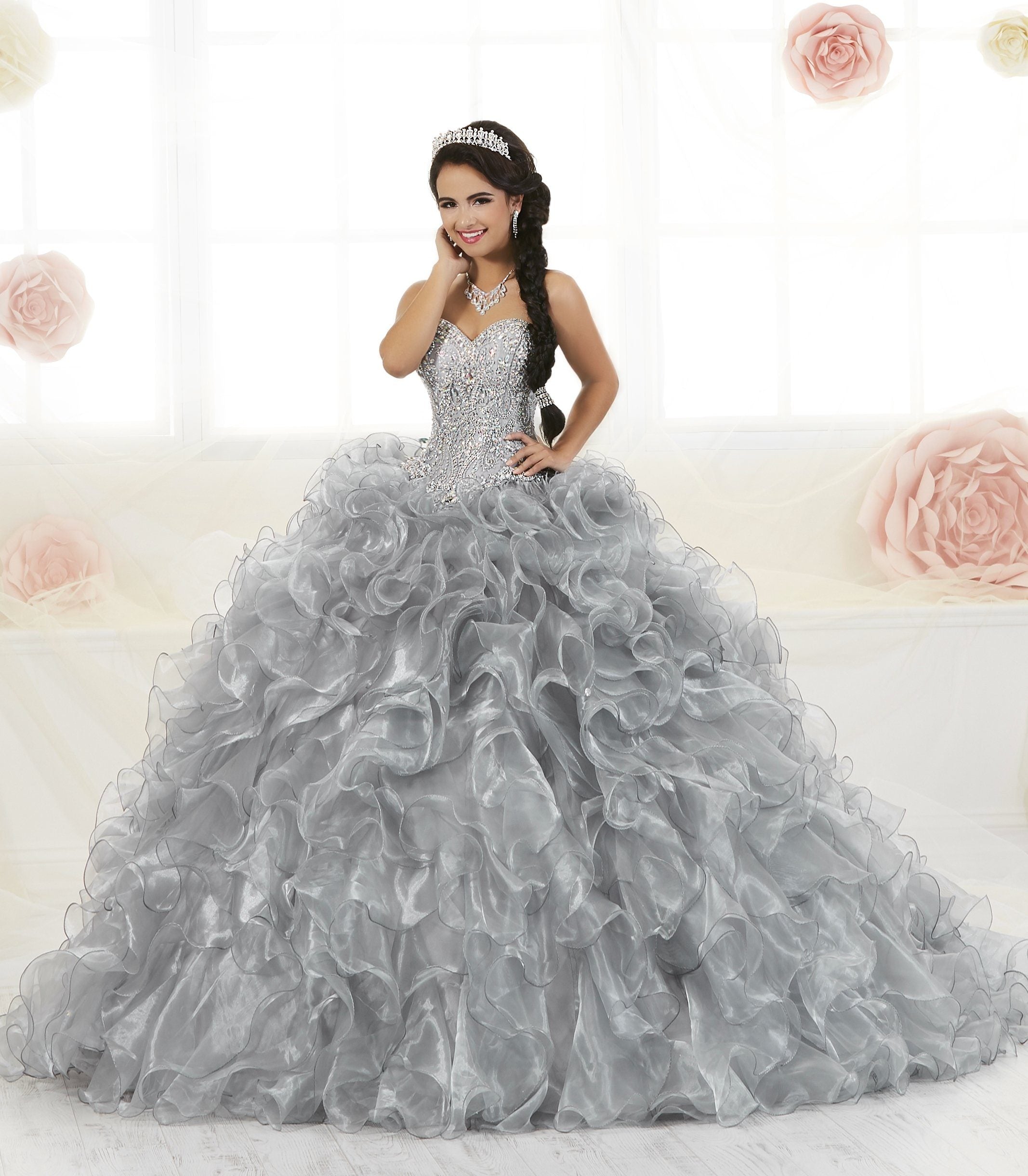 Ruffled Strapless Quinceanera Dress by House of Wu 26833