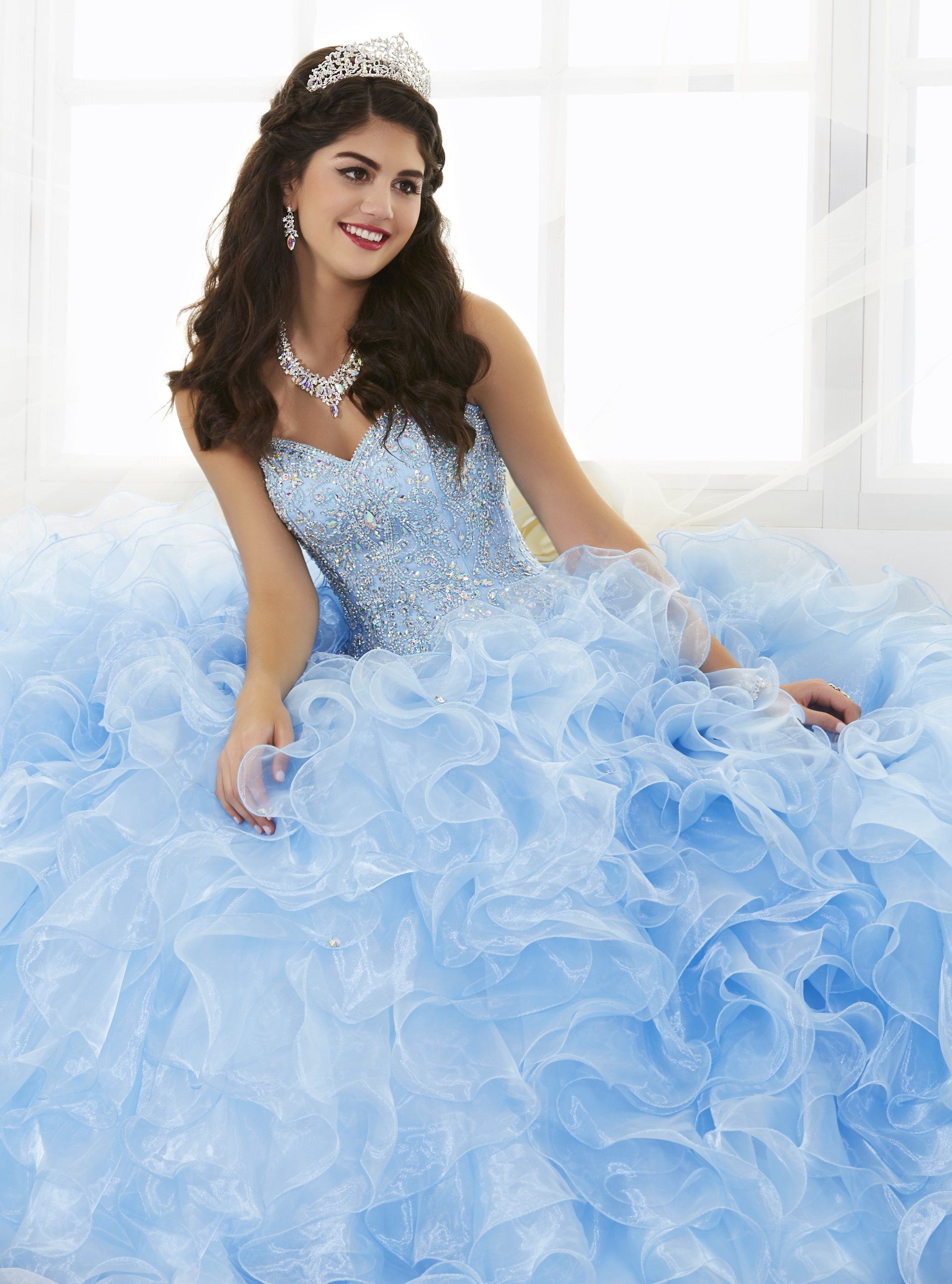 Ruffled Strapless Quinceanera Dress by House of Wu 26833