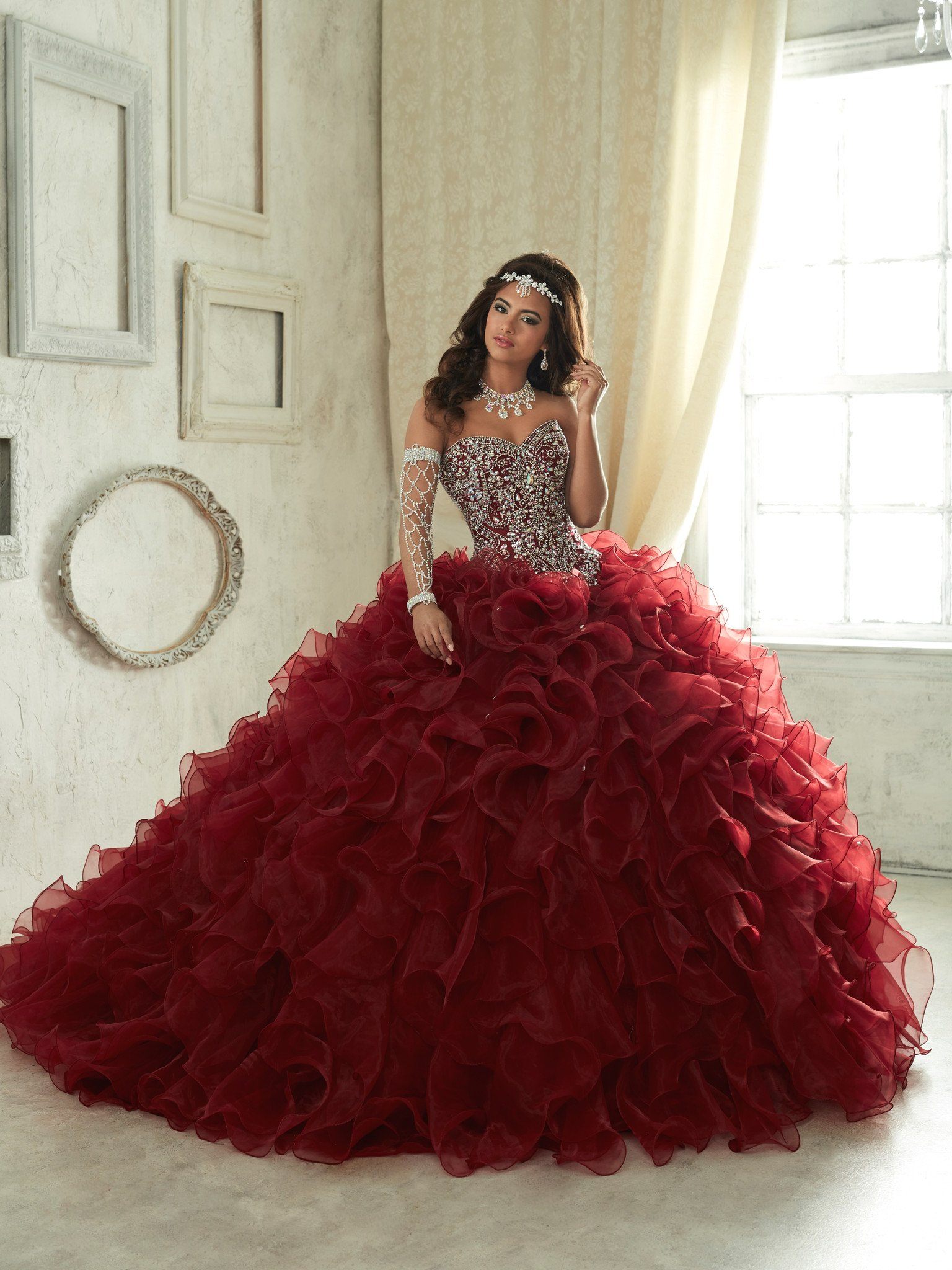 Ruffled Strapless Quinceanera Dress by House of Wu 26833