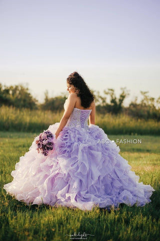 Trägerloses Quinceanera-Kleid mit Rüschen von House of Wu 26833