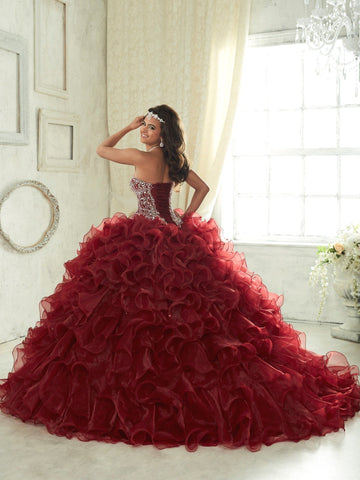 Trägerloses Quinceanera-Kleid mit Rüschen von House of Wu 26833