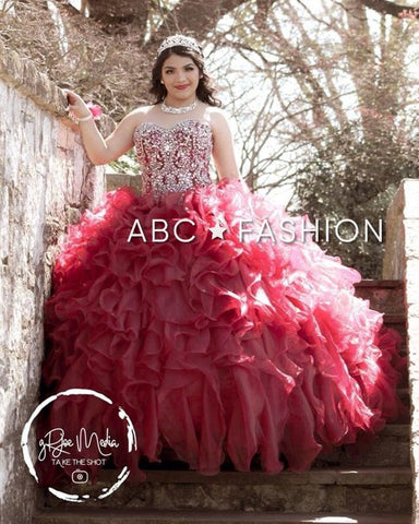 Trägerloses Quinceanera-Kleid mit Rüschen von House of Wu 26833