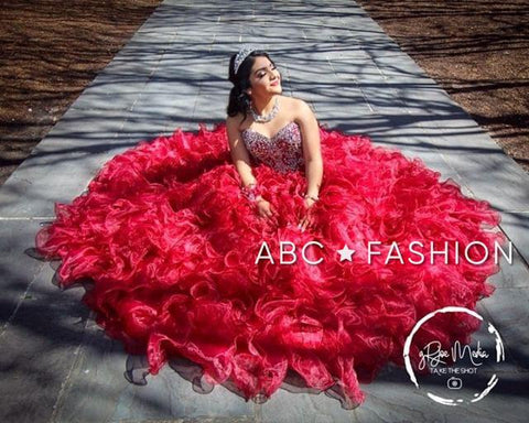 Trägerloses Quinceanera-Kleid mit Rüschen von House of Wu 26833