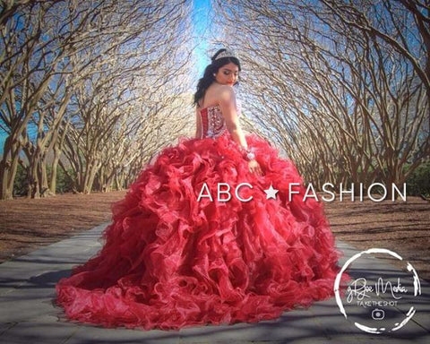 Trägerloses Quinceanera-Kleid mit Rüschen von House of Wu 26833