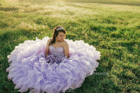 Trägerloses Quinceanera-Kleid mit Rüschen von House of Wu 26833