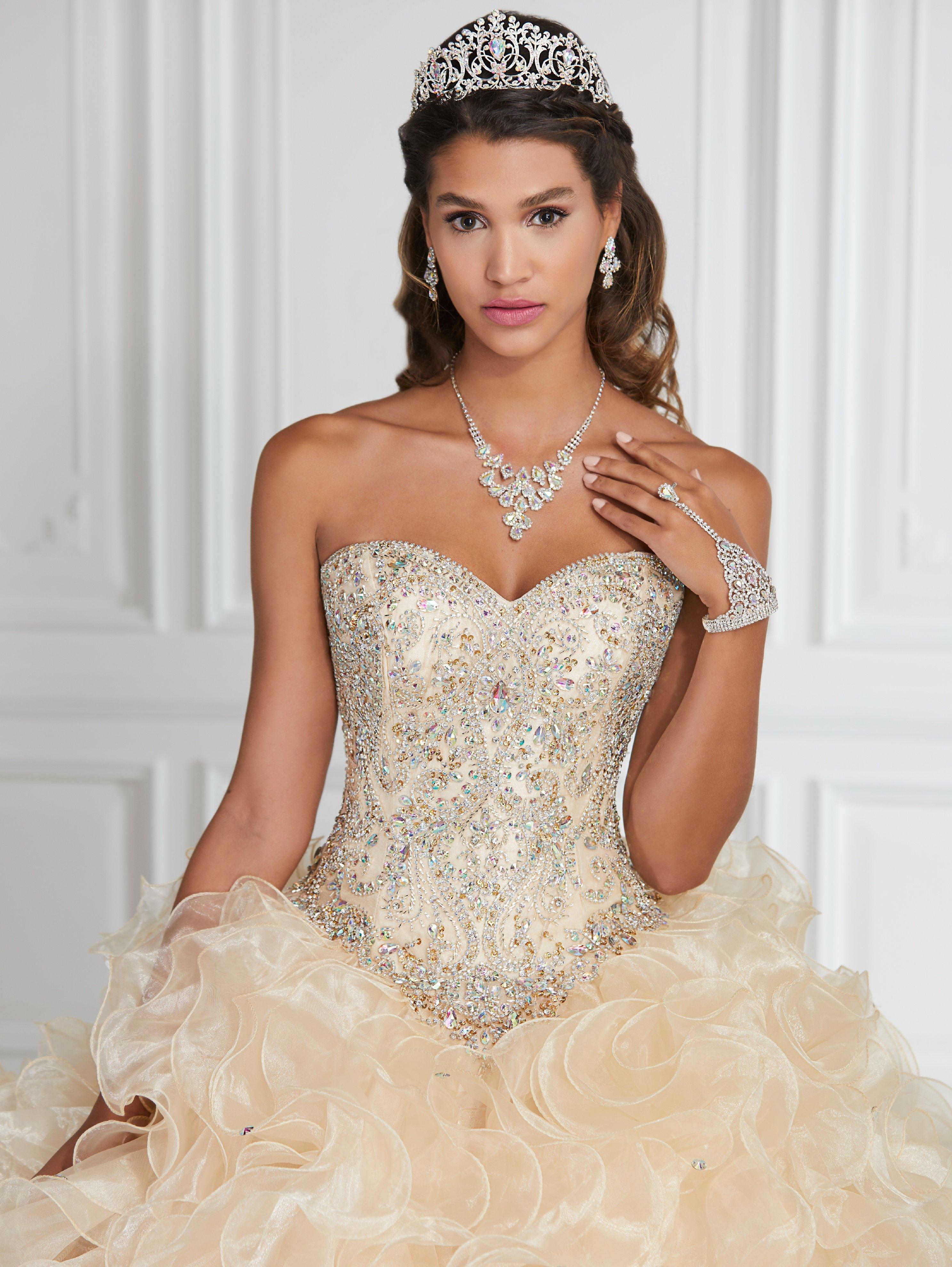 Ruffled Strapless Quinceanera Dress by House of Wu 26833