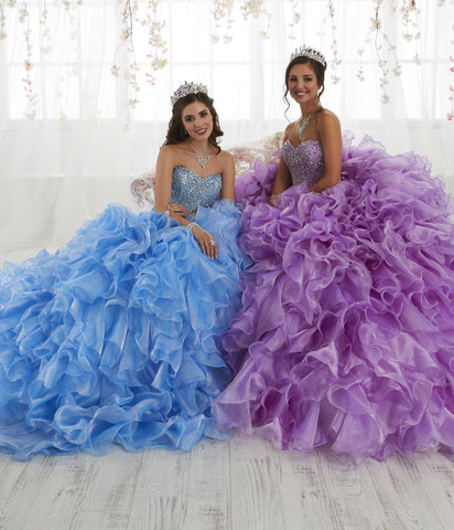 Trägerloses Quinceanera-Kleid mit Rüschen von House of Wu 26924