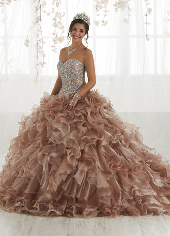Trägerloses Quinceanera-Kleid mit Rüschen von House of Wu 26924