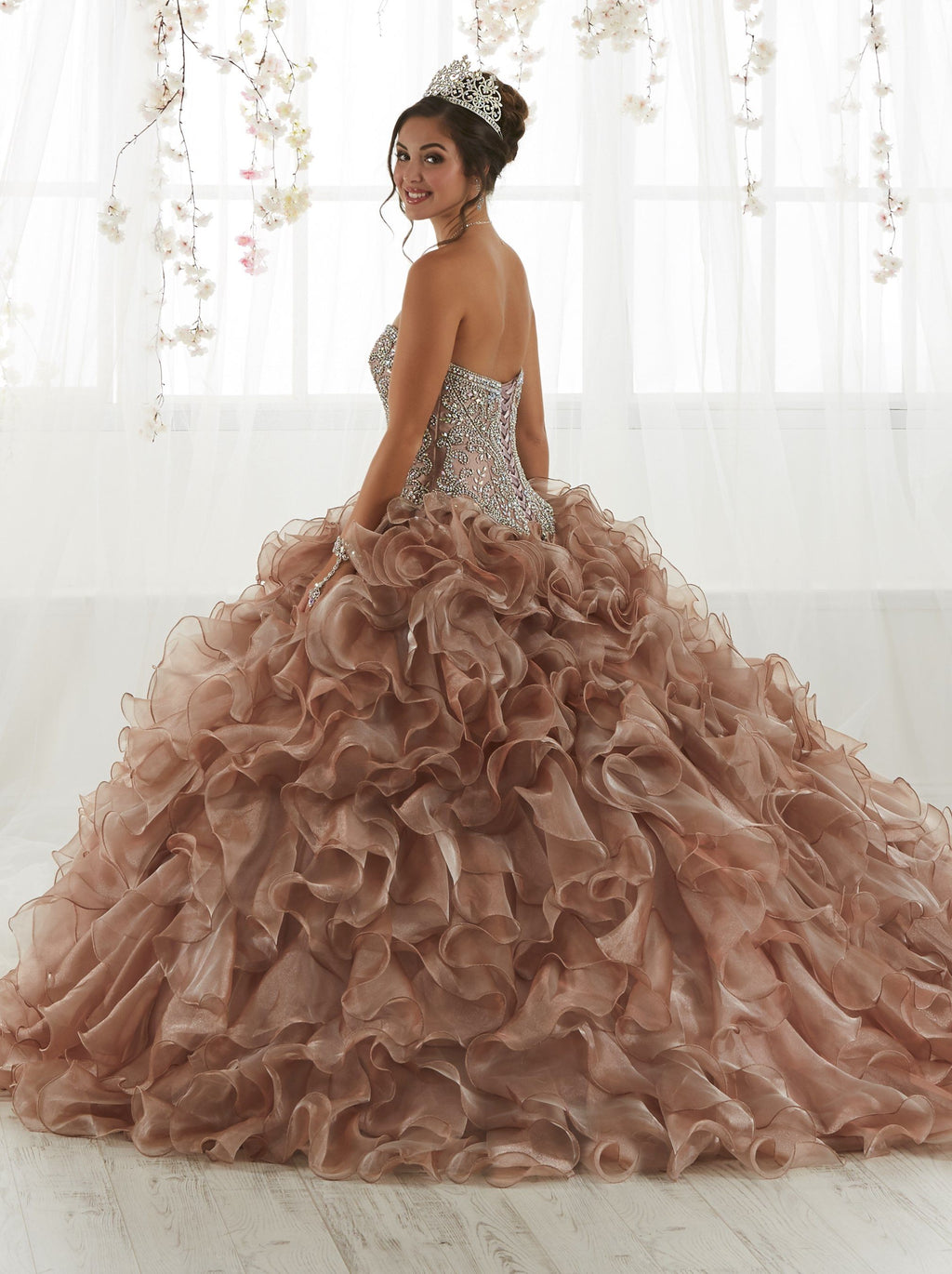 Ruffled Strapless Quinceanera Dress by House of Wu 26924