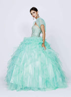 Ruffled Strapless Ball Gown with Bolero by Juliet 322