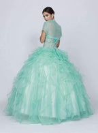 Ruffled Strapless Ball Gown with Bolero by Juliet 322