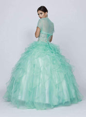 Ruffled Strapless Ball Gown with Bolero by Juliet 322