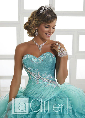 Trägerloses zweiteiliges Kleid mit Rüschen von House of Wu LA Glitter 24025