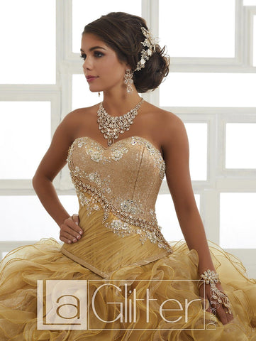 Trägerloses zweiteiliges Kleid mit Rüschen von House of Wu LA Glitter 24025