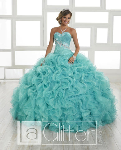 Trägerloses zweiteiliges Kleid mit Rüschen von House of Wu LA Glitter 24025