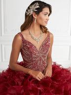 Ruffled V-Neck Quinceanera Dress by House of Wu 26946