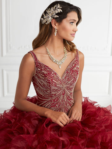 Quinceanera-Kleid mit Rüschen und V-Ausschnitt von House of Wu 26946