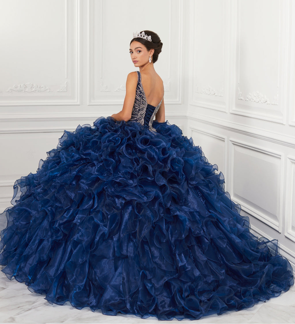 Ruffled V-Neck Quinceanera Dress by House of Wu 26946