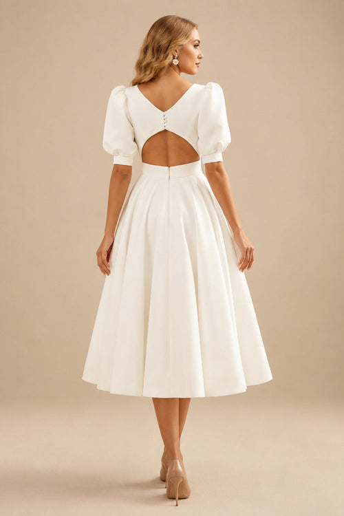 Rutipo Ivory Short Chic Wedding Dresses With Satin Back Hole