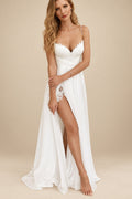 Rutipo Ivory Beach A-Line Sweetheart Lace Chiffon Wedding Dresses