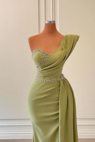 Royal Blue Long Satin One Shoulder Mermaid Evening Dress with Split