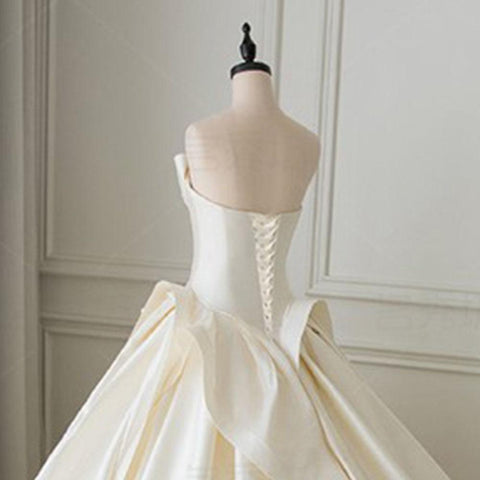 NumberSea Satin Ballkleid Brautkleid mit Falten einfache Brautkleider