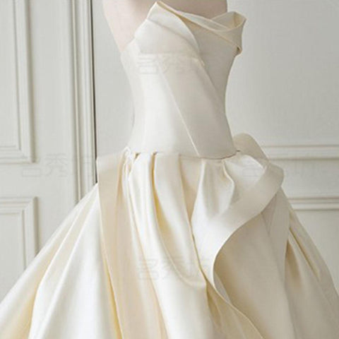 NumberSea Satin Ballkleid Brautkleid mit Falten einfache Brautkleider