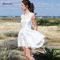 NumberSea Satin Kurzes Brautkleid Spitzenausschnitt Sexy Brautkleid