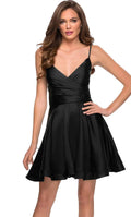 V-Ausschnitt Satin-Heimkehrkleid mit Korsage SYH73