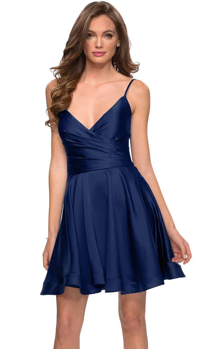 V-Ausschnitt Satin-Heimkehrkleid mit Korsage SYH73