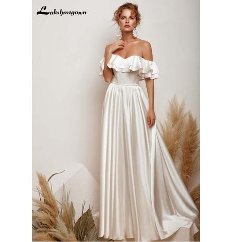 NumberSea Satin Brautkleid Sexy Brautkleid mit Schnürung