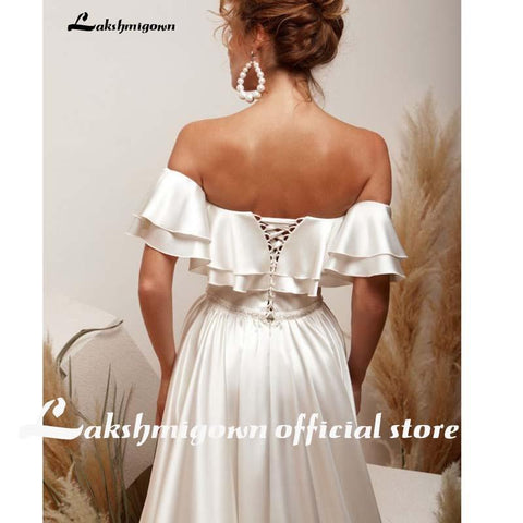 NumberSea Satin Brautkleid Sexy Brautkleid mit Schnürung