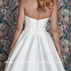 NumberSea Satin Wedding Dresses A Line Sweetheart Sweep Train Ruffles