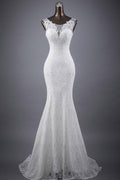Scoop-Ausschnitt Applikationen Spitze Trompeten-/Nixen-Brautkleid