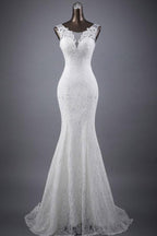 Scoop-Ausschnitt Applikationen Spitze Trompeten-/Nixen-Brautkleid