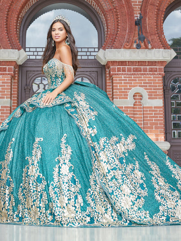 Quinceanera-Kleid mit Paillettenapplikation von House of Wu 26053