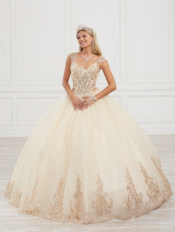 Quinceanera-Kleid mit Pailletten und Flügelärmeln von Fiesta Gowns 56418