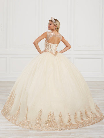 Quinceanera-Kleid mit Pailletten und Flügelärmeln von Fiesta Gowns 56418