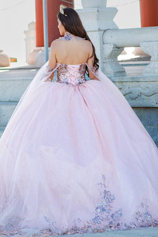 Ballkleid mit Pailletten und Cape-Ärmeln von Cinderella Couture 8064J