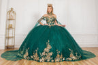 Sequin Cape Sleeve Ball Gown by Cinderella Couture 8064J