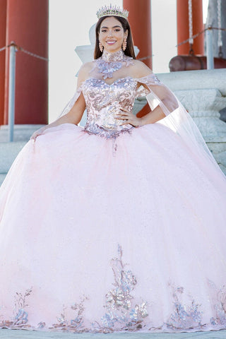 Ballkleid mit Pailletten und Cape-Ärmeln von Cinderella Couture 8064J