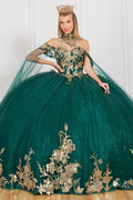 Abito da Ballo con Maniche a Mantellina e Paillettes di Cinderella Couture 8064J