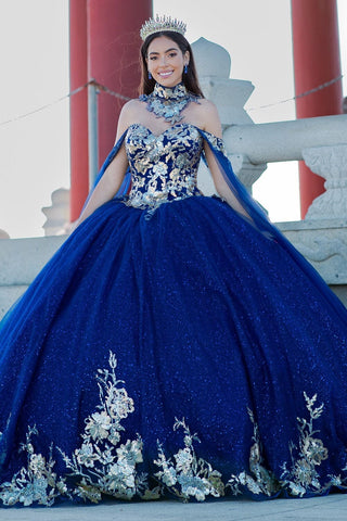Ballkleid mit Pailletten und Cape-Ärmeln von Cinderella Couture 8064J